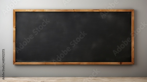 Empty blackboard on a white wall  AI generated illustration photo