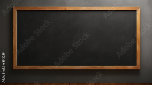Empty blackboard on a white wall AI generated illustration photo
