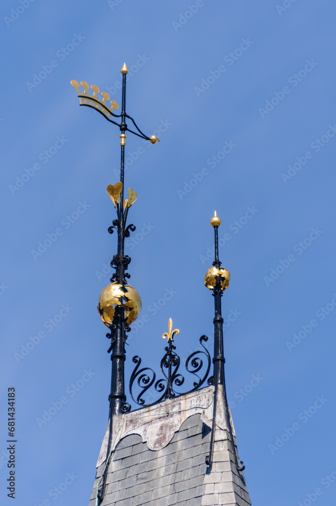 Weather vane on the roof of a building inside the Binnenhof, The Hague, Netherlands