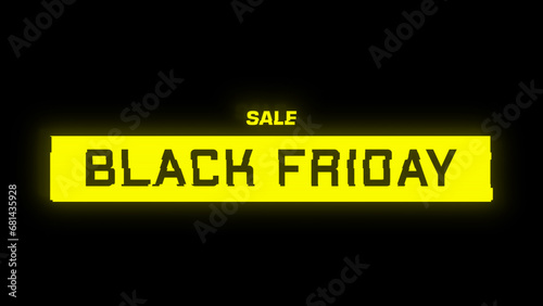 Black Friday banner in cyberpunk style with glitch effect. Black Friday text with glitches and distortion for advertising. Design for advertising banner, promo, web, etc.