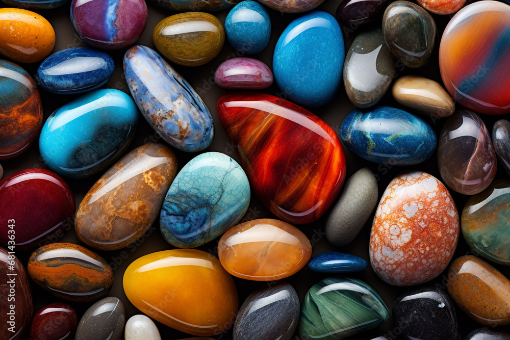 illustration of colorful pebbles stones background. Created with Generative AI