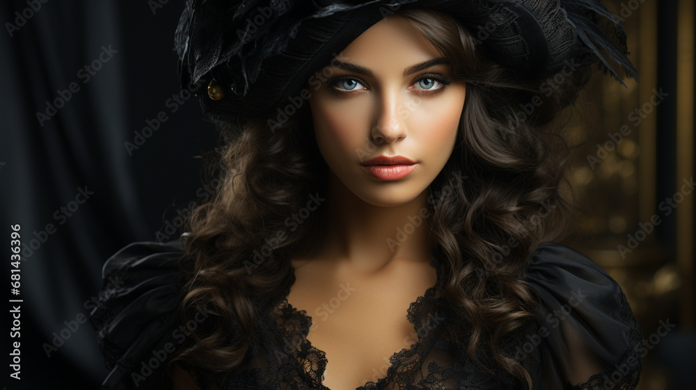 Fototapeta premium beautiful woman in venetian mask and golden crown