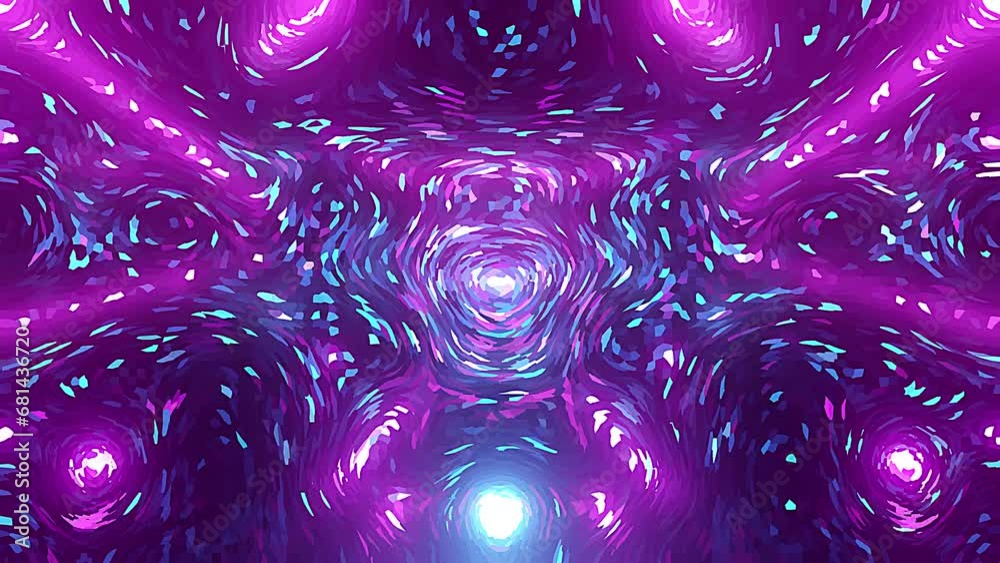 An abstract cartoon tunnel with fast-moving strokes like a Van Gogh painting on a seamless VJ loop. Perfect for visualization of audio beats in music videos, stage performance walls, LED screens
