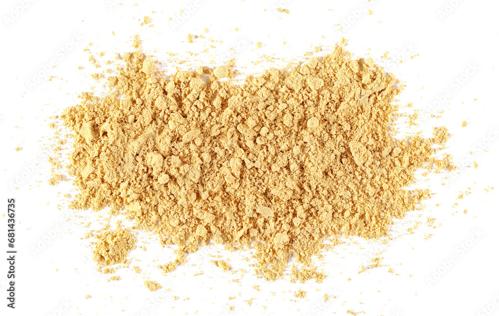 Ginger powder isolated on white, top view Ginger powder isolated on white, top view