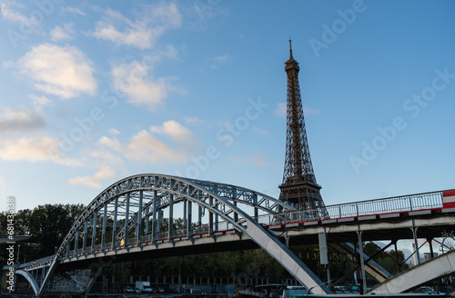 Passerelle Debilly, bridge in Paris at sunrise, France