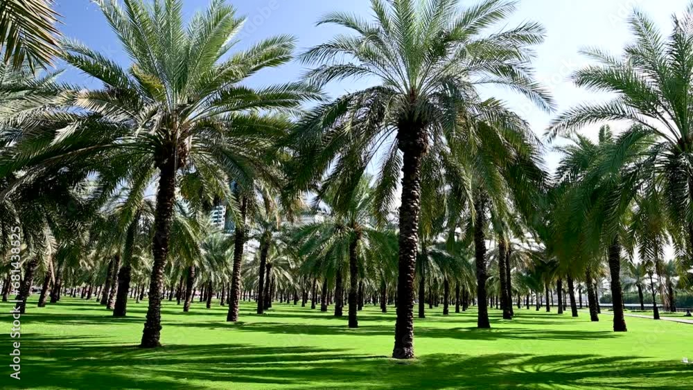 Beautiful View of Dates Palm trees at Al Majaz Park in Sharjah Beautiful View of Dates Palm trees at Al Majaz Park in Sharjah
