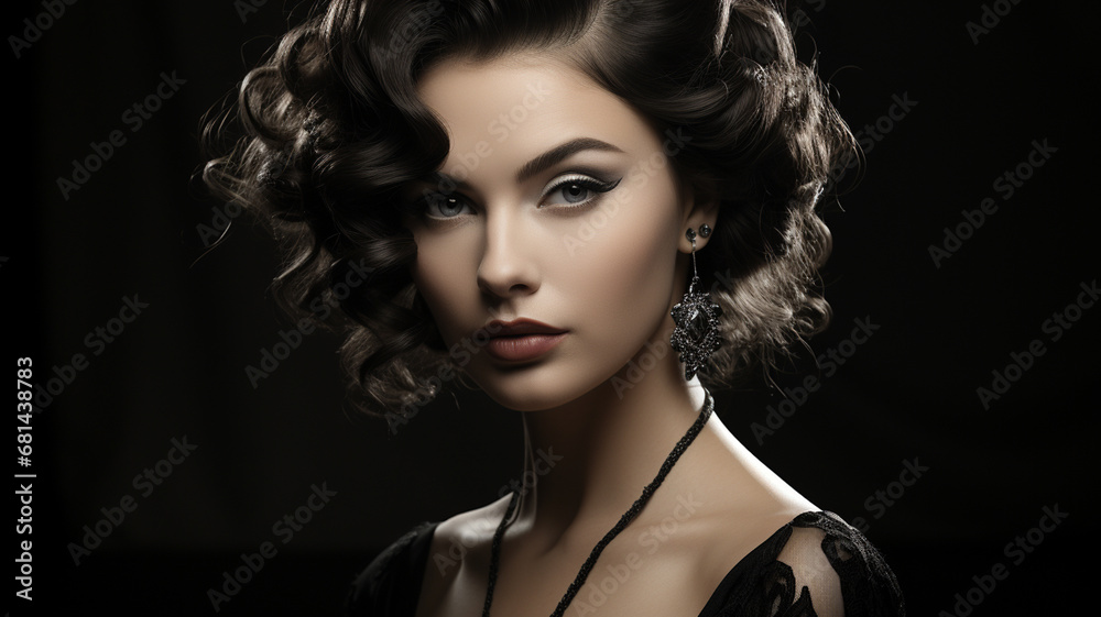 beautiful woman with long hair and elegant hairstyle