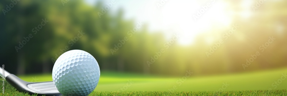 Golf ball on the grass of the golf club. Banner Golf ball on the grass of the golf club. Banner