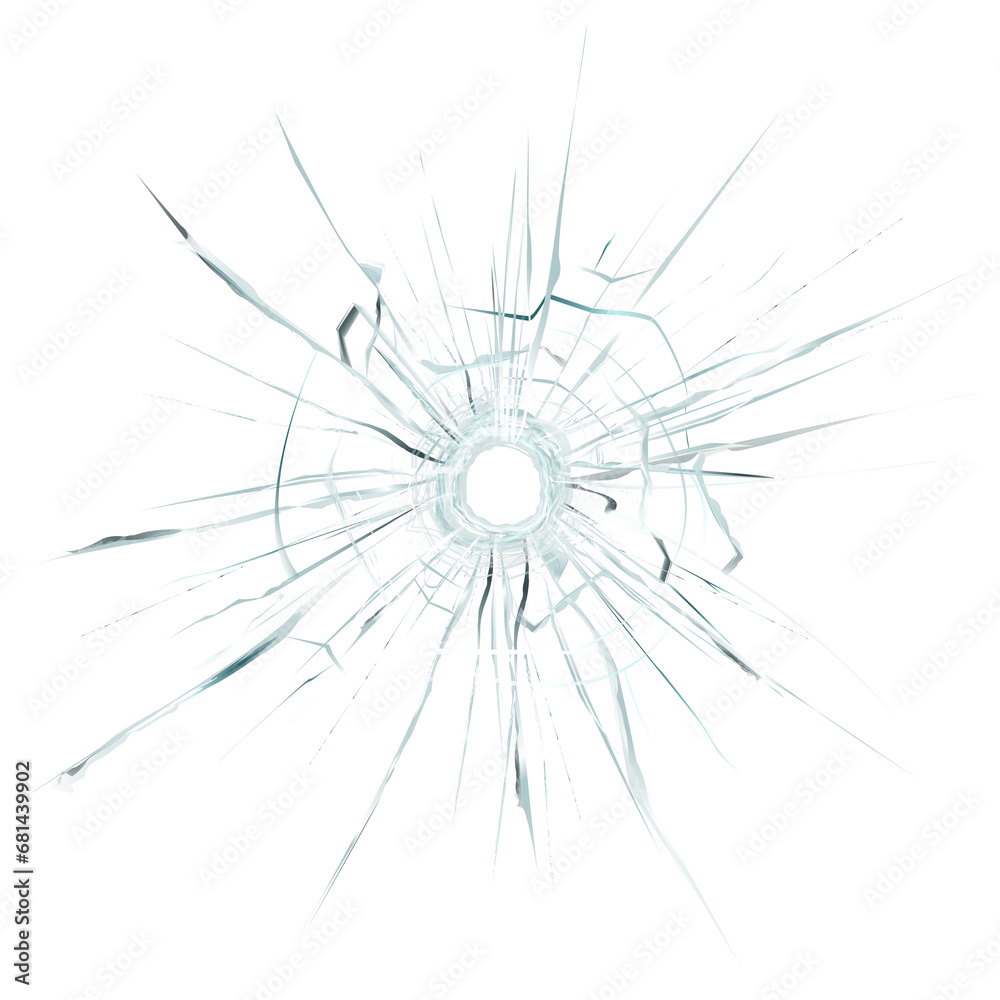 Bullet Hole In Transparent Glass PNG. Broken Glass PNG. Different Types Of Glass Crack . broken