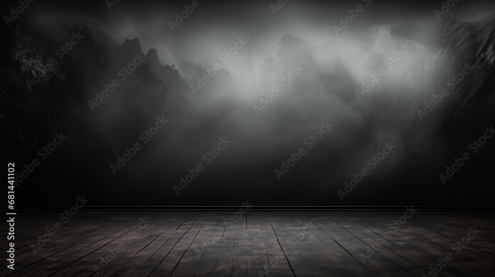 dark empty black wall and the forest in the mist dark empty black wall and the forest in the mist
