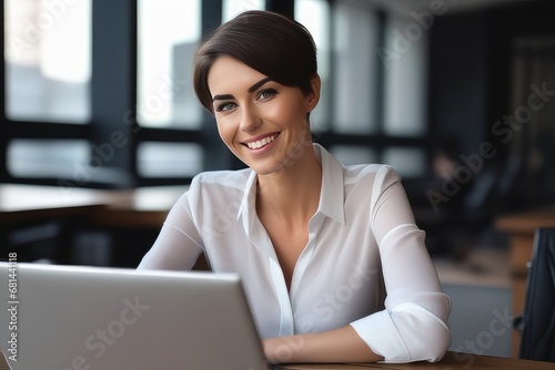 portrait of a smiling businesswoman sitting at a desk Free Download portrait of a smiling businesswoman sitting at a desk - GFXLoad