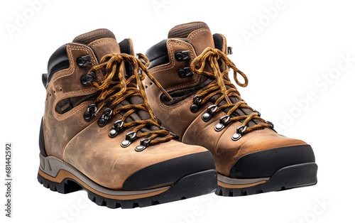 Sturdy Hiking Boots On Isolated Background