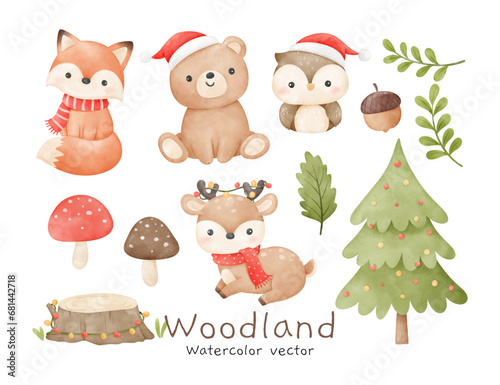 Woodland animal christmas for Card Poster Template For winter New year