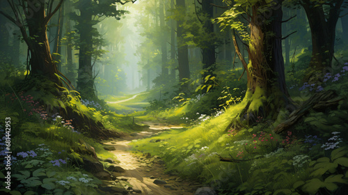 A beautiful painting depicting a path winding through © Anas
