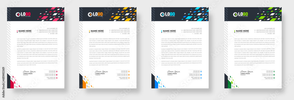 Professional Simple And Clean Elegant Flat Print Ready corporate modern business Abstract style letterhead design template set For Your Project. business letter head bundle trendy design.