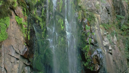 Drone footage of Waterfall of Aguacaida (Fervenza de Augacaida) Panton, Lugo, Spain photo