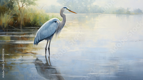 A beautiful painting of a bird standing gracefully © Anas