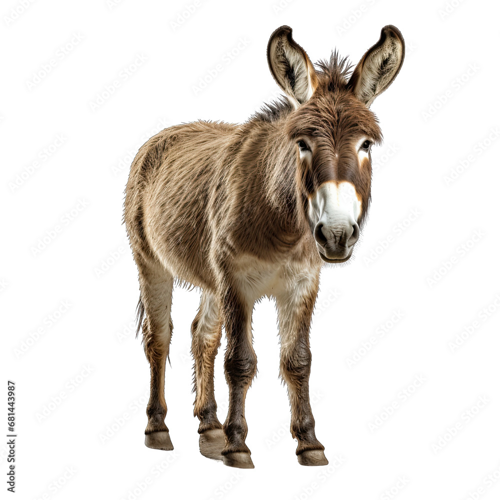 Fototapeta premium Donkey Isolated on Transparent or White Background, PNG