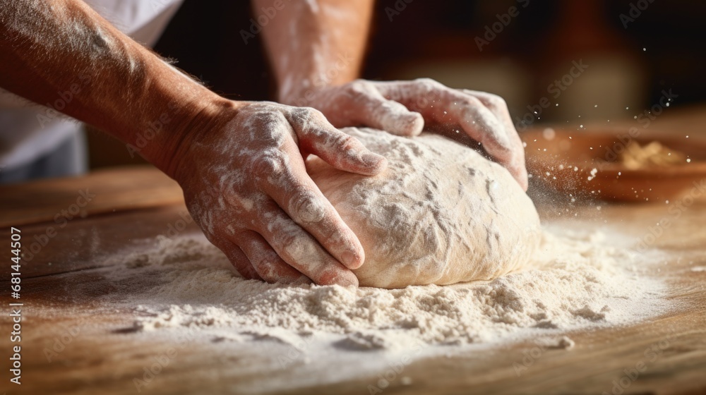 Creating fresh baked goods in a bakery kitchen