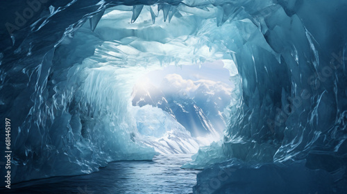 A breathtaking image of a large ice cave