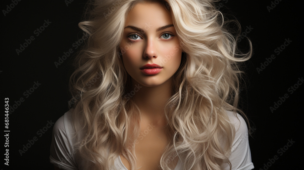 beautiful young woman with curly hair in a studio. fashion portrait. beautiful young woman with curly hair in a studio. fashion portrait.