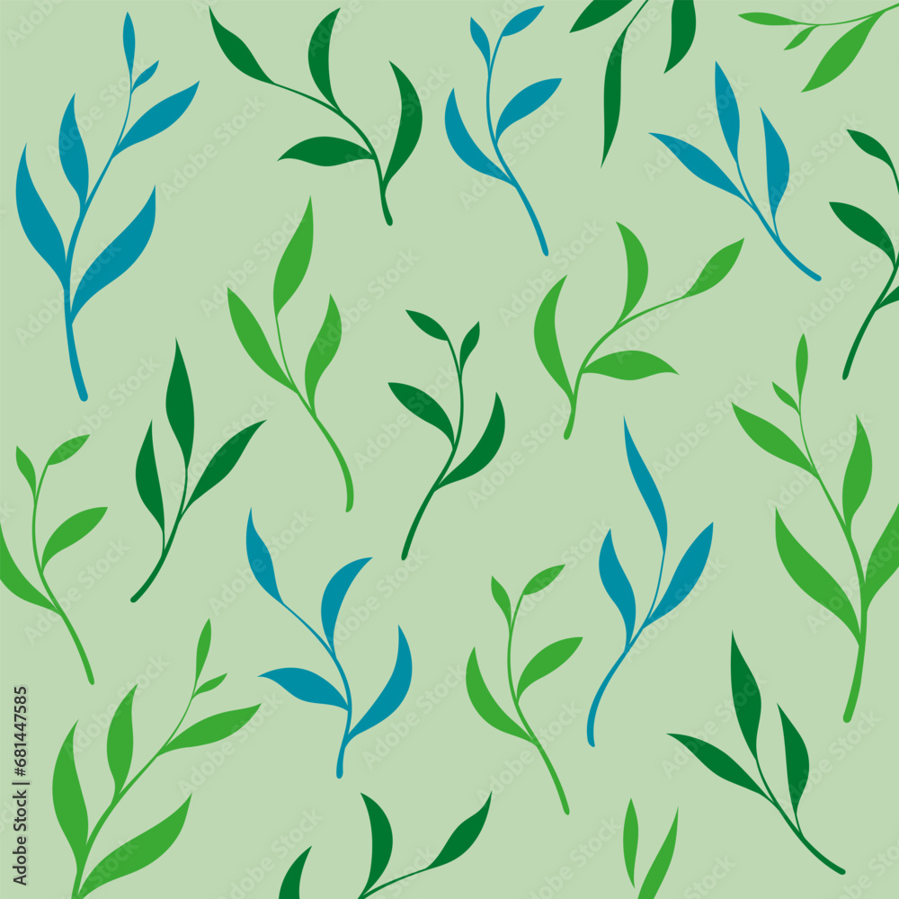 Simple hand drawn leaf pattern. Elegant colorful template for fashion print, fabric or wallpaper.