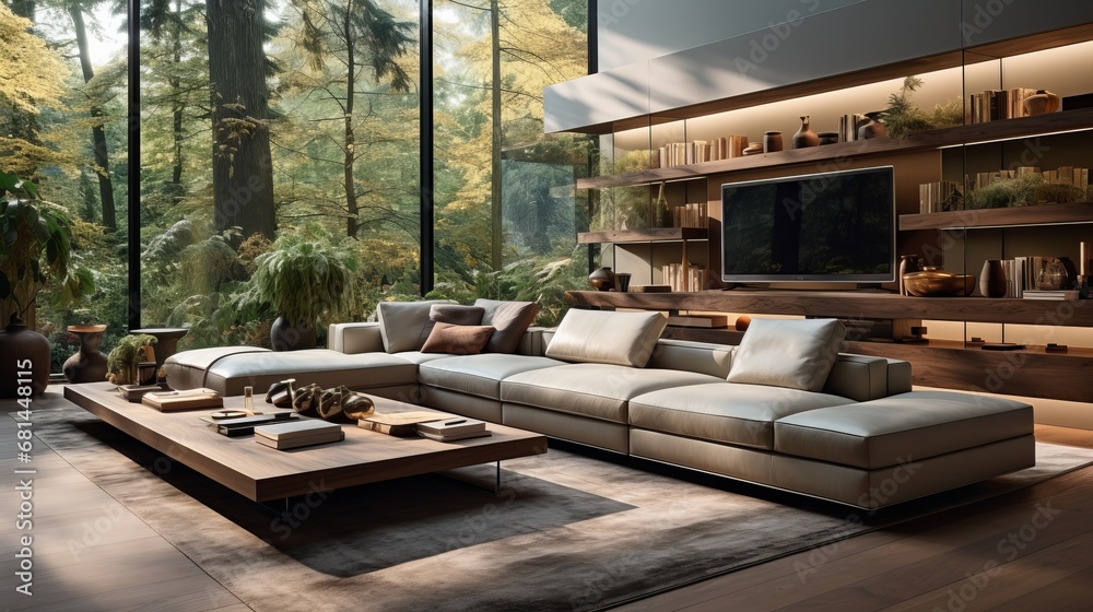 A contemporary living room outfitted A contemporary living room outfitted