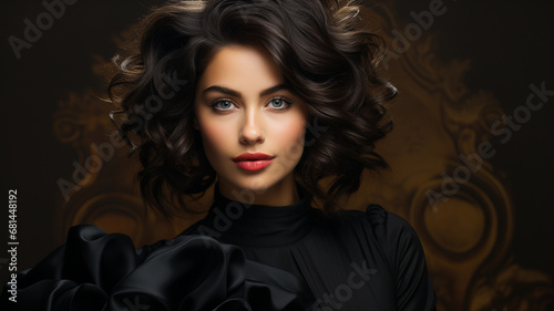 portrait of a beautiful young woman with a curly hairstyle