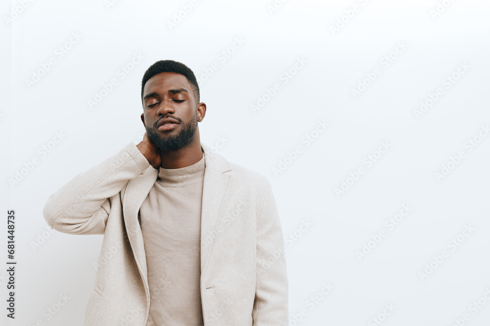 Obraz premium man guy posing black background model african expression american african american portrait fashion