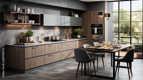 Contemporary kitchen design with simple furniture © ProVector