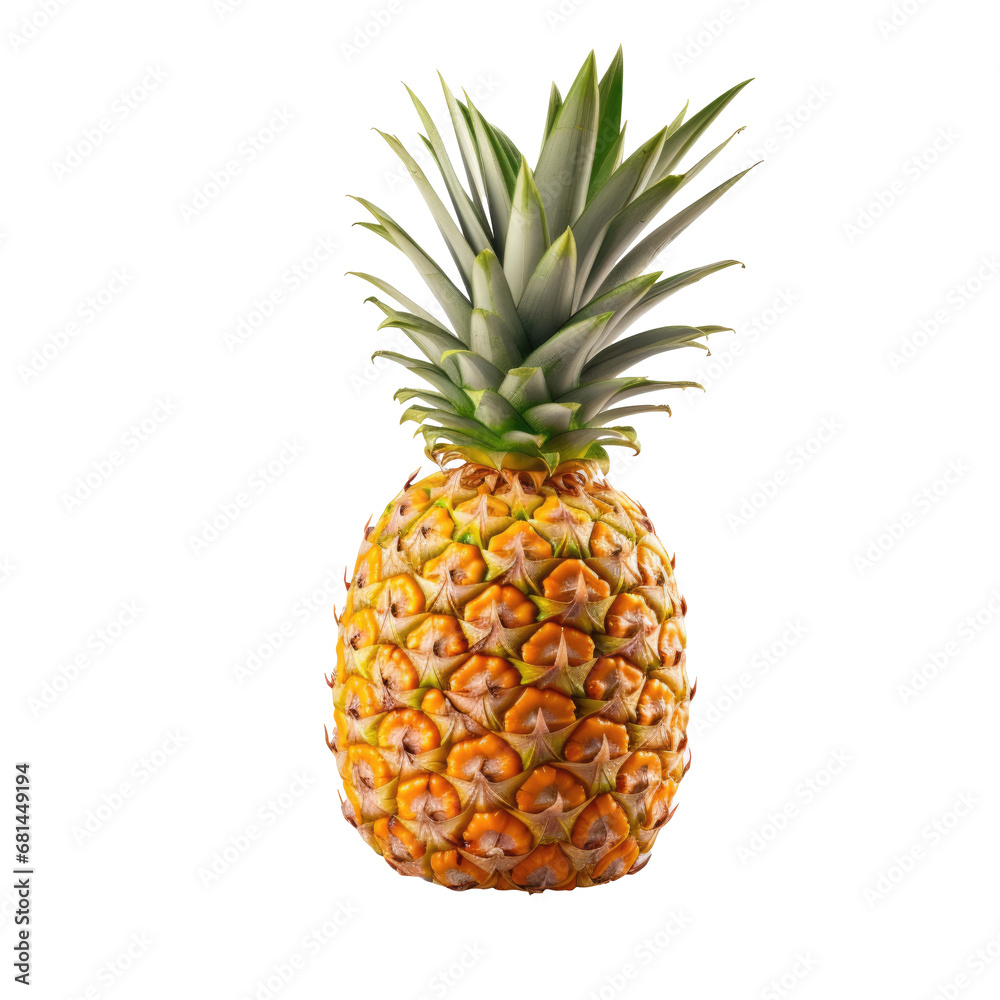 Ripe pineapple isolated on white or transparent background, png Ripe pineapple isolated on white or transparent background, png