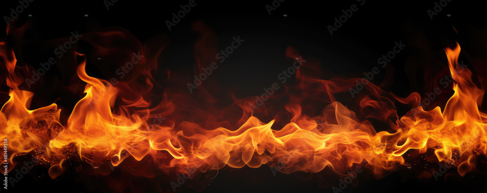 Fire flames on black background Fire flames on black background