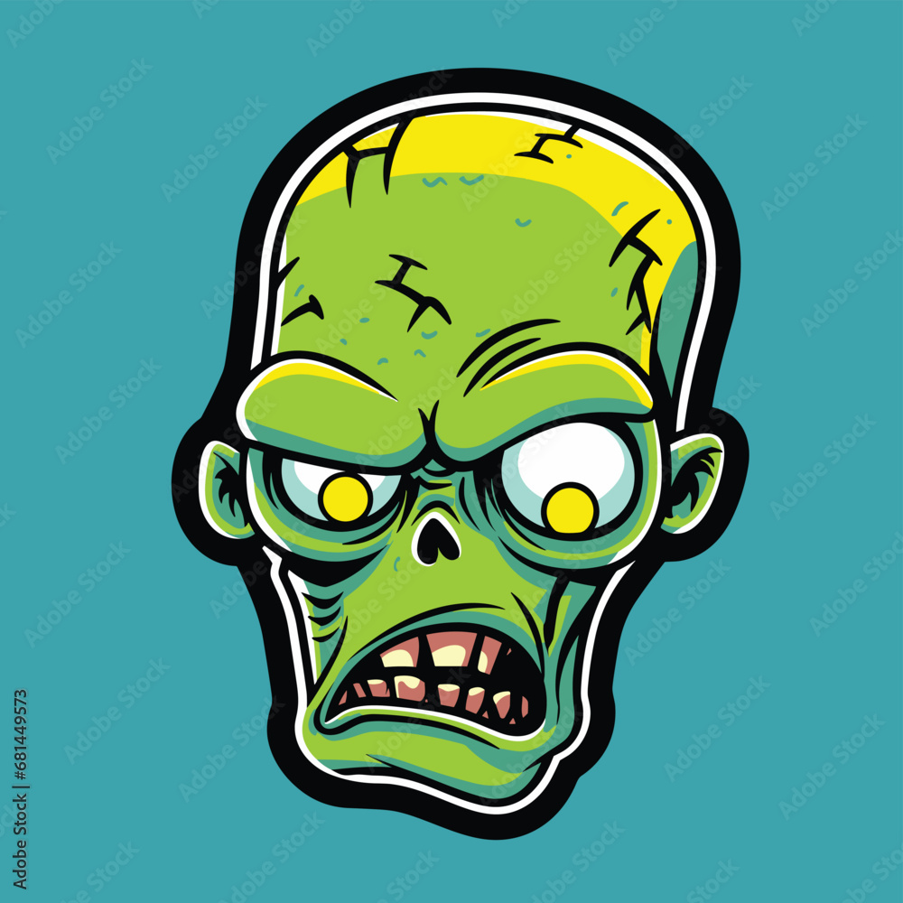 Funny Zombie Head Vector Illustration Bold Design Funny Zombie Head Vector Illustration Bold Design