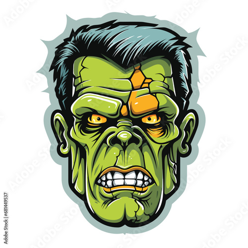 Funny Zombie Head Vector Illustration Bold Design