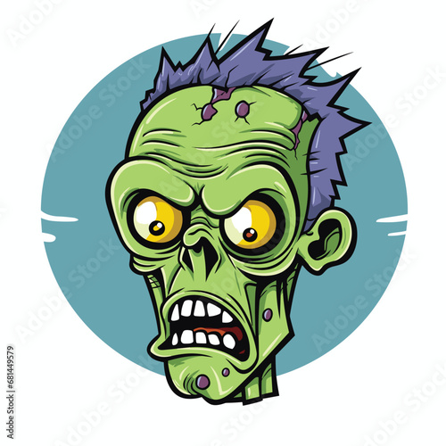 Funny Zombie Head Vector Illustration Bold Design