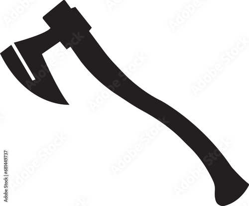 Wooden axe icon isolated on Transparent background. Element for business woodworking or lumberjack emblem or icon. Builder construction metal axe with handle made of wood. Black Axe fill icon for web.
