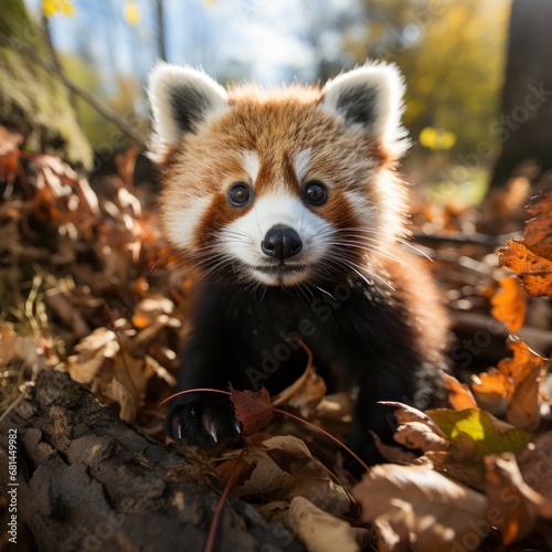 Photo of a charming and curious red panda. Generative AI