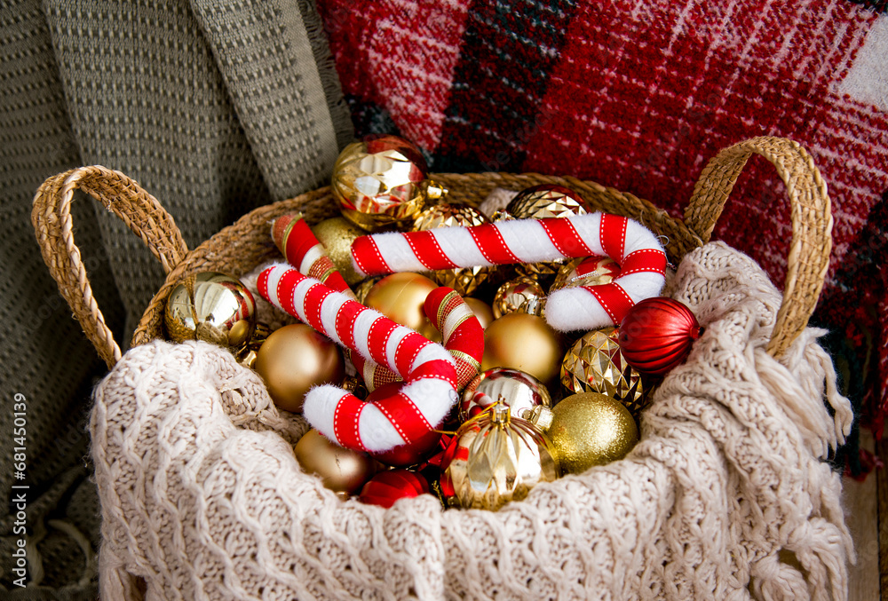 Naklejka premium interior of a room with Christmas decoration