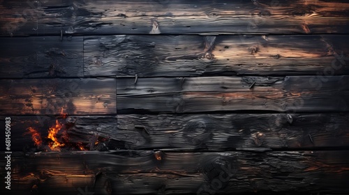 A background composed of burnt or charred wooden