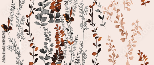 Beautiful white pattern with falling beige feathers vector