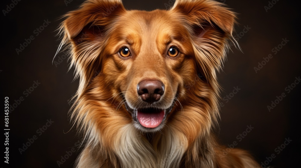 Close-up portrait of a dog on a white background