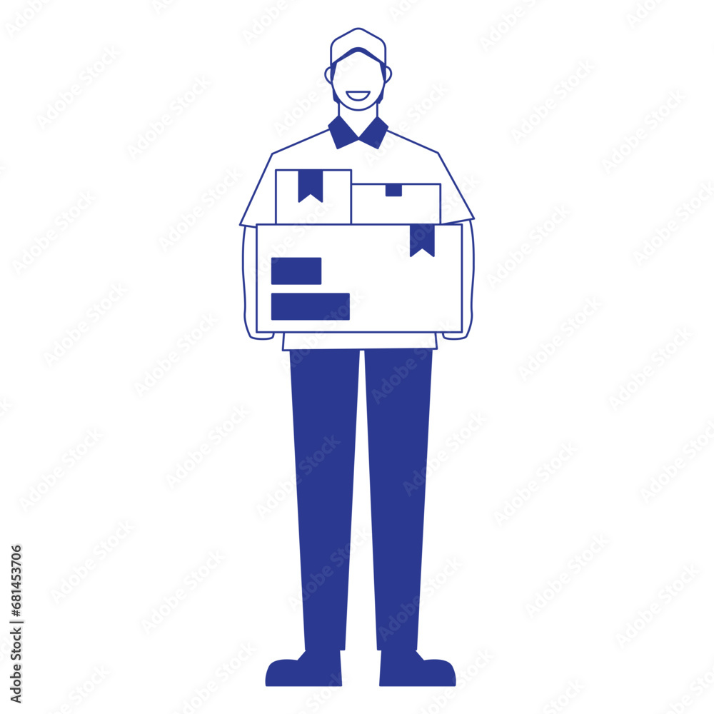 Outline Illustration of Faceless Courier Character. Vector Design Outline Illustration of Faceless Courier Character. Vector Design