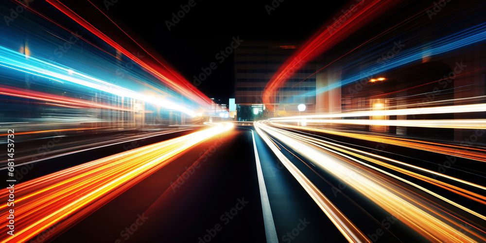 Neon Velocity: Urban Pulse of the Night. Speed light trails. Generative AI Neon Velocity: Urban Pulse of the Night. Speed light trails. Generative AI