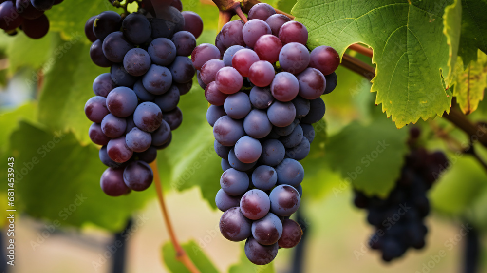 A cluster of grapes hanging from a vine