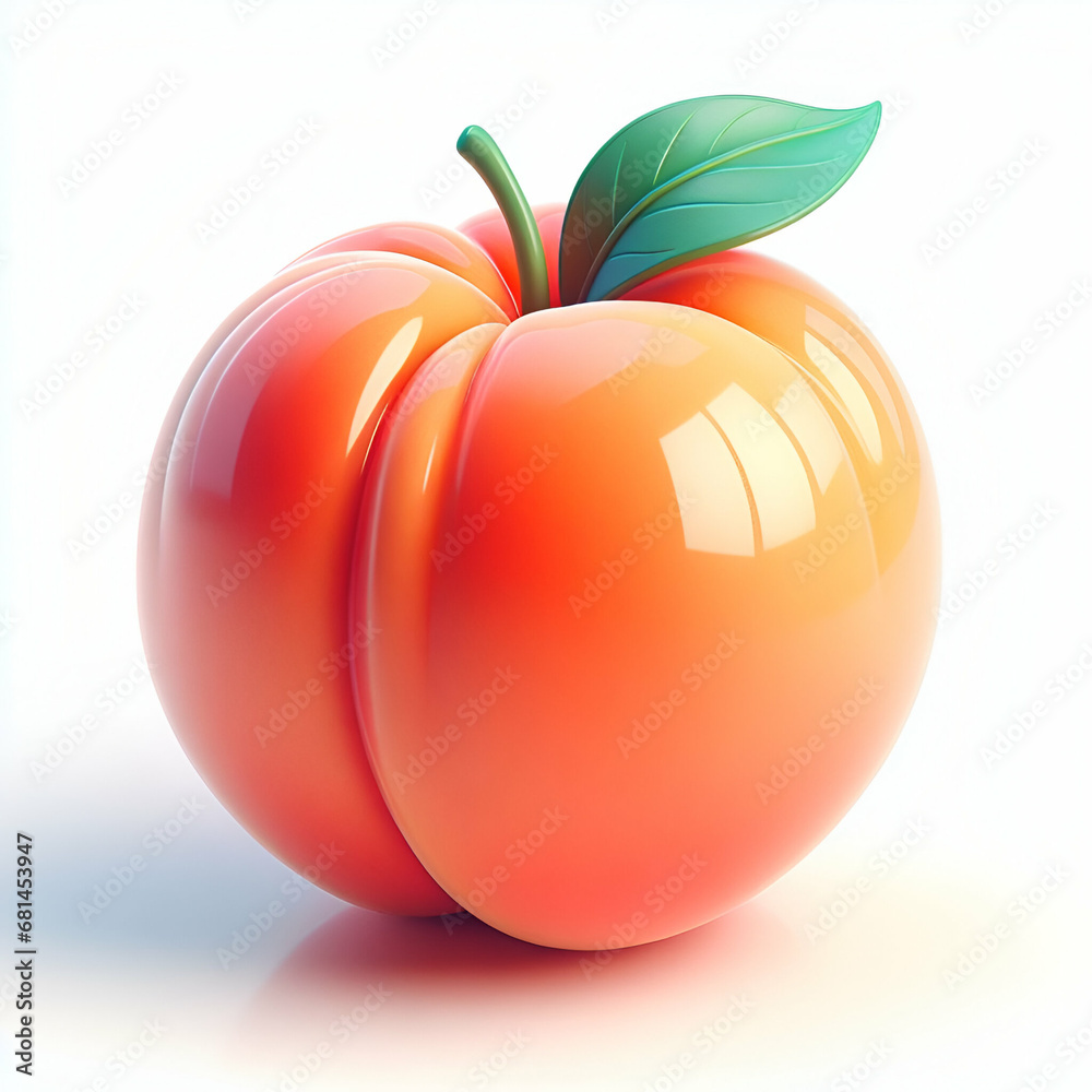 3d embroidered peach isolated on white background 3d embroidered peach isolated on white background