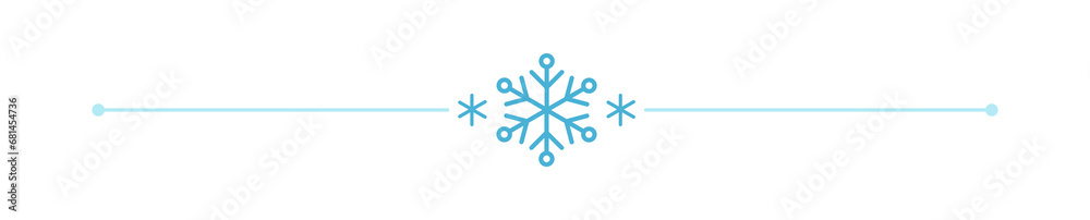 Divider with Snowflake. Christmas winter frame border horizontal line shape icon for decorative xmas vintage. Doodle element, greeting card, invitation. design vector illustration