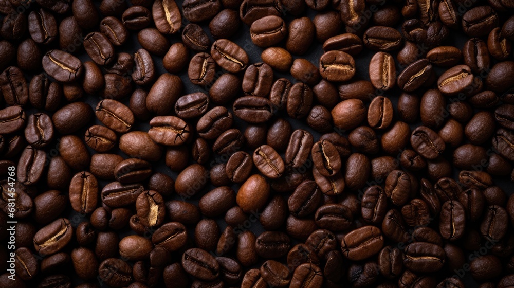 Coffee beans on dark background, top view Coffee beans on dark background, top view