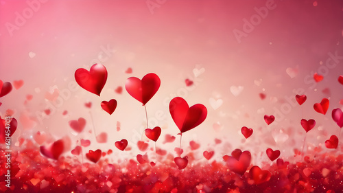 Red hearts on a white background, Love Heart background, Valentine day background