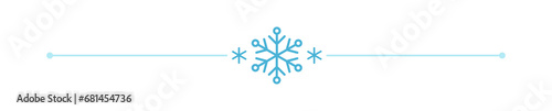 Divider with Snowflake. Christmas winter frame border horizontal line shape icon for decorative xmas vintage. Doodle element, greeting card, invitation. design vector illustration photo