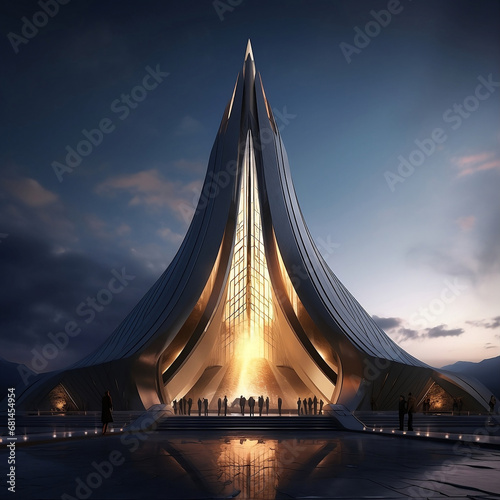 mausoleum in the style of post 21 century, Technological Integration, Resilient, Cultural Diversity, futuristic